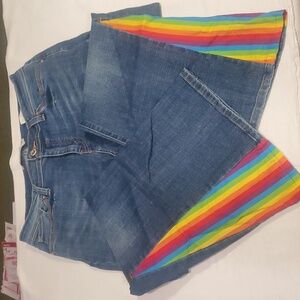 Levi’s 529 curvy boot cut UPCYCLED Flared Rainbow Insert Sz. 14S X 29 Blue Jeans